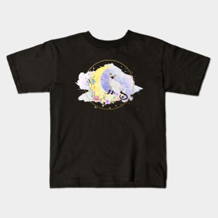 Siamese cat with flowers and moon Kids T-Shirt